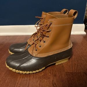 LL Bean Men Brown Leather Lace Up Insulated Ankle Duck Boots Size 9 M